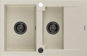 Mexen Gaspar гранитна мивка 1,5 камери с отцедник 737 x 475 мм, бежова, черен