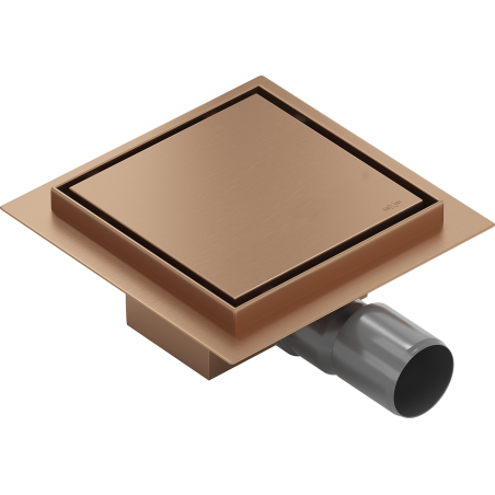 Mexen Flat-Q M13 квадратен подов сифон 12 x 12 см, четкана мед - 1C10012