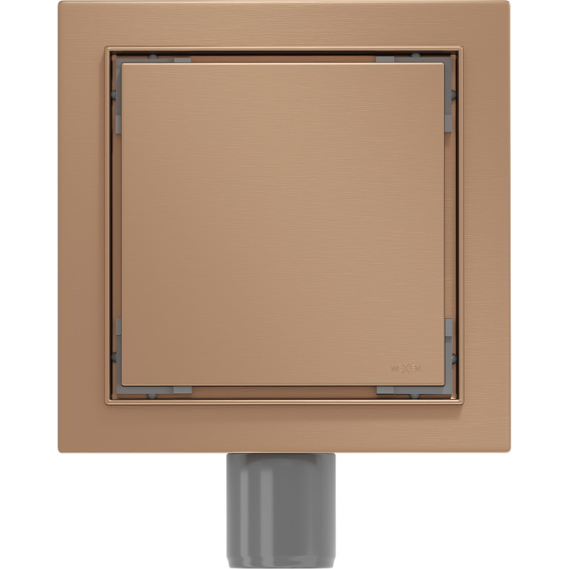 Mexen Flat-Q M13 квадратен подов сифон 15 x 15 см, четкана мед - 1C10015
