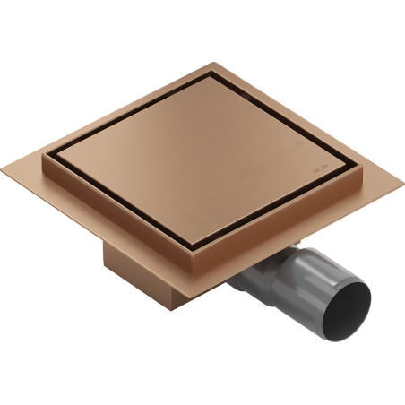 Mexen Flat-Q M13 квадратен подов сифон 15 x 15 см, четкана мед - 1C10015