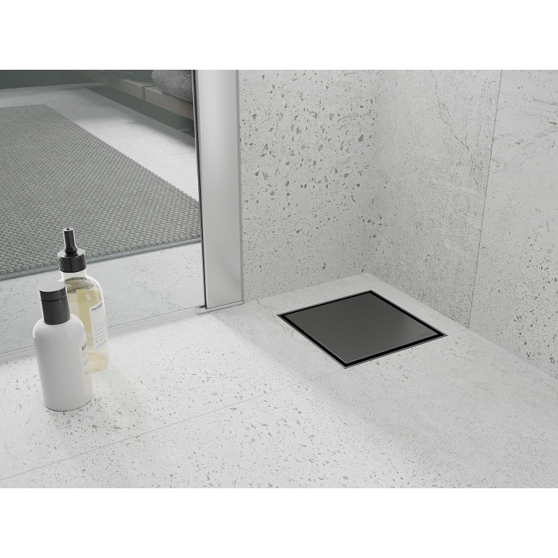 Mexen Flat-Q M13 квадратен подов сифон 15 x 15 cm, четкан пистолетно сиво - 1E10015