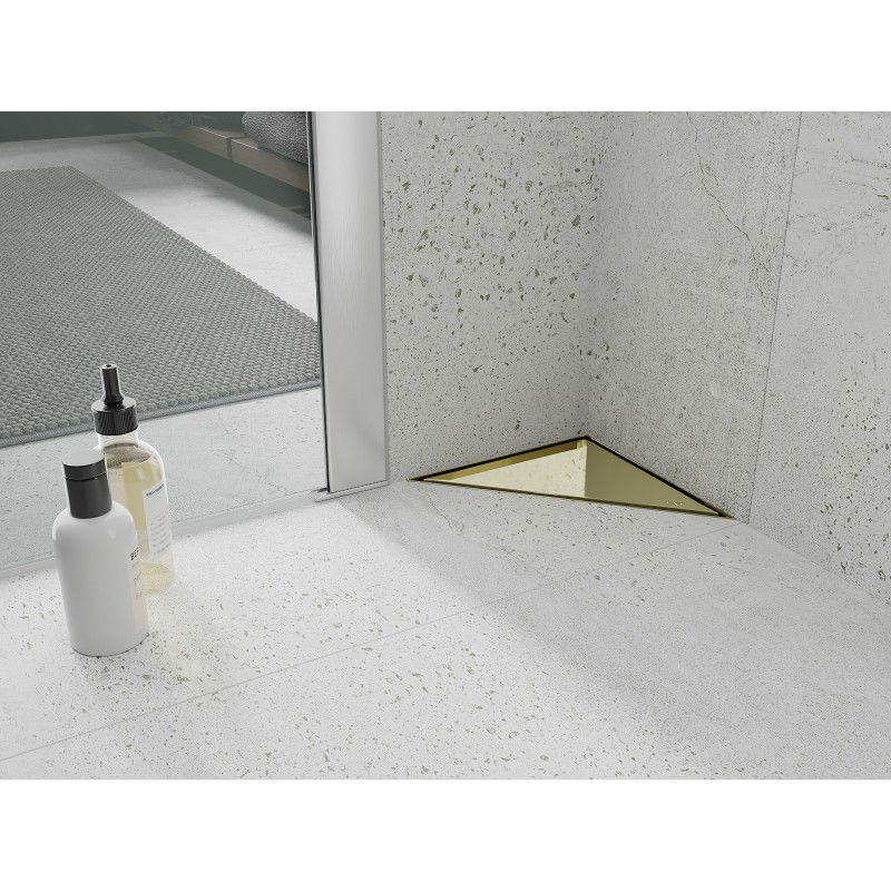 Mexen Flat-T M13 триъгълен подов сифон 20 x 20 см, златен - 1510320