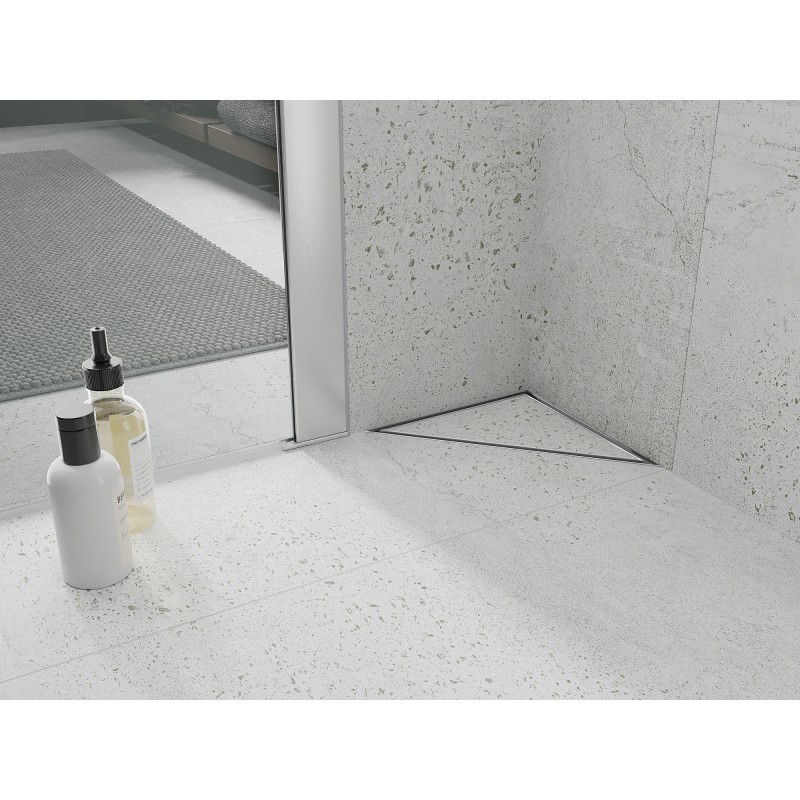 Mexen Flat-T M13 триъгълен подов отвод 20 x 20 см, инокс - 1010320