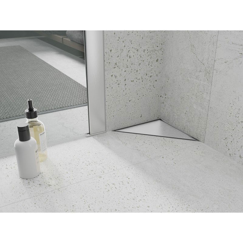 Mexen Flat-T M13 триъгълен подов отвод 20 x 20 см, инокс - 1010320