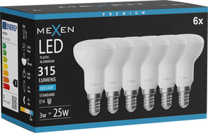 Mexen Nova 6x LED крушка E14, R50, 3W, Студена - 6500K, 315 lm - L103-E14-0365-01x06