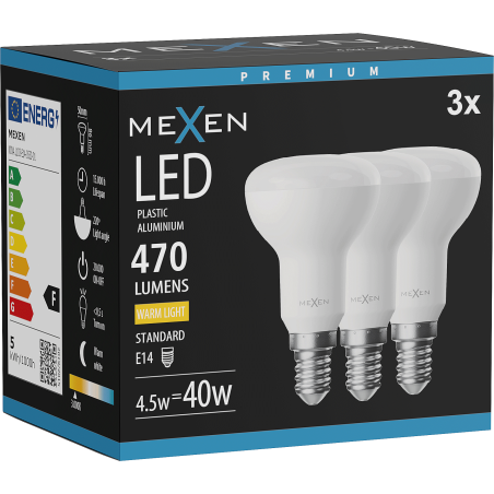 Mexen Nova 3x LED крушка E14, R50, 4,5W, Топло - 3000K, 470 lm - L103-E14-0530-01x03