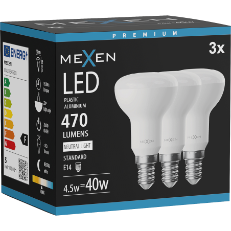 Mexen Nova 3x LED крушка E14, R50, 4,5W, неутрална светлина - 4000K, 470 lm - L103-E14-0540-01x03