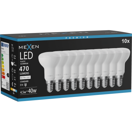 Mexen Nova 10x LED крушка E14, R50, 4,5W, Неутрална - 4000K, 470 lm - L103-E14-0540-01x10