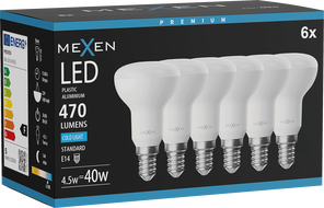 Mexen Nova 6x LED крушка E14, R50, 4,5W, Студена - 6500K, 470 lm - L103-E14-0565-01x06