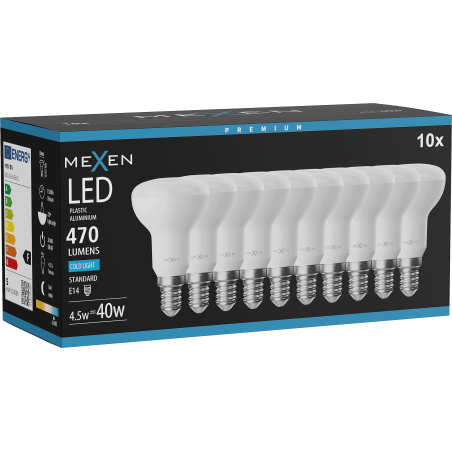 Mexen Nova 10x LED крушка E14, R50, 4,5W, Студена - 6500K, 470 lm - L103-E14-0565-01x10