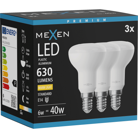 Mexen Nova 3x LED крушка E14, R50, 6W, Топло - 3000K, 630 lm - L103-E14-0630-01x03