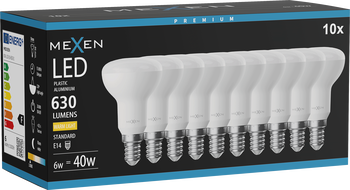 Mexen Nova 10x LED крушка E14, R50, 6W, Топла - 3000K, 630 lm - L103-E14-0630-01x10