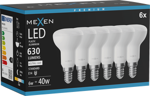 Mexen Nova 6x LED крушка E14, R50, 6W, Неутрална - 4000K, 630 lm - L103-E14-0640-01x06