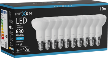 Mexen Nova 10x LED крушка E14, R50, 6W, Студена - 6500K, 630 lm - L103-E14-0665-01x10