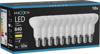 Mexen Nova 10x LED крушка E14, R50, 8W, Топло - 3000K, 840 lm - L103-E14-0830-01x10