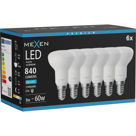 Mexen Nova 6x LED крушка E14, R50, 8W, Студена - 6500K, 840 lm - L103-E14-0865-01x06