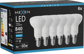 Mexen Nova 6x LED крушка E14, R50, 8W, Студена - 6500K, 840 lm - L103-E14-0865-01x06