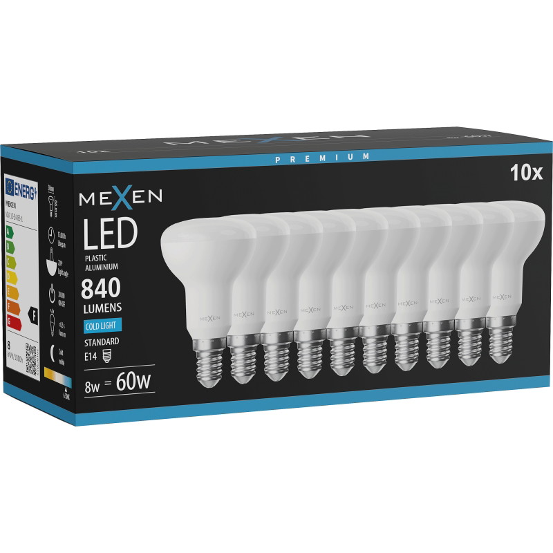 Mexen Nova 10x LED крушка E14, R50, 8W, Студена - 6500K, 840 lm - L103-E14-0865-01x10