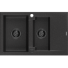 Mexen Gaspar мивка от гранит с 1,5 камери и отцедник 737 x 475 мм черно/сребрист металик, черен сифон - 6507731505-73-B