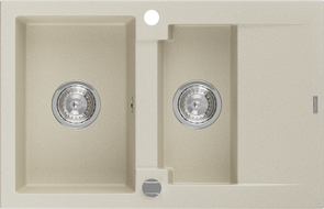 Mexen Gaspar гранитна мивка 1,5-камерна с отцеждач 737 x 475 мм, бежова, хромиран