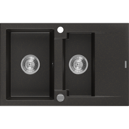 Mexen Gaspar гранитна мивка с 1,5 камери с отцедник 737 x 475 мм, черна/златен