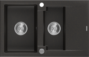 Mexen Gaspar гранитна мивка с 1,5 камери с отцедник 737 x 475 мм, черна/златен