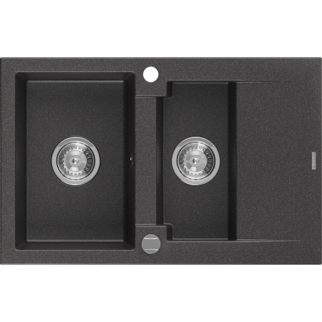 Mexen Gaspar гранитна мивка 1,5-камерна с отцедник 737 x 475 мм, черна на точки,