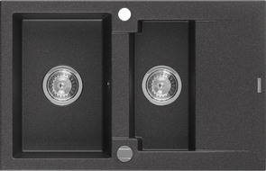 Mexen Gaspar гранитна мивка 1,5-камерна с отцедник 737 x 475 мм, черна на точки,