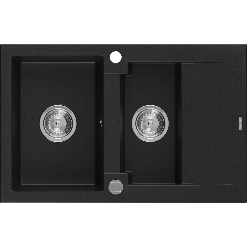 Mexen Gaspar гранитна мивка 1,5 камерен модел с отцедник 737 x 475 мм, черна,