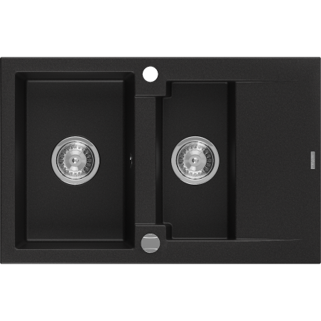 Mexen Gaspar гранитна мивка 1,5 камерен модел с отцедник 737 x 475 мм, черна,
