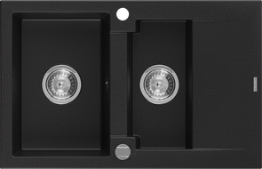 Mexen Gaspar гранитна мивка 1,5 камерен модел с отцедник 737 x 475 мм, черна,