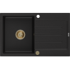 Mexen Bruno гранитна мивка с една камера и отцедник 795 x 495 мм, черна, златен