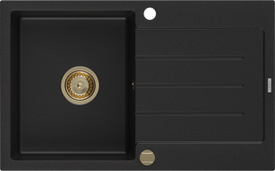 Mexen Bruno гранитна мивка с една камера и отцедник 795 x 495 мм, черна, златен