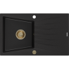 Mexen Cesar гранитна мивка с 1 корито и отцедник 775 x 470 мм, черна, сифон