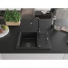 Mexen Enzo гранитна мивка 1-коморна с отцеждач 576 x 465 mm, черен, черен сифон - 6506571005-77-B