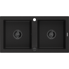 Mexen Mario гранитна мивка с 2 отделения 820 x 436 мм, черна, черен сифон