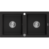 Mexen Mario гранитна мивка с 2 отделения 820 x 436 mm, черна, хромиран сифон - 6504822000-77