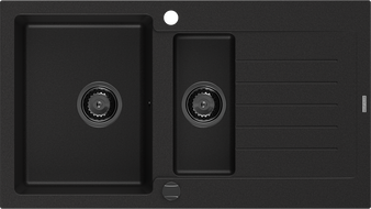 Mexen Matias гранитна мивка с 1,5 камери и отцедник 900 x 505 мм, черна, черен