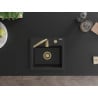 Mexen Milo гранитна мивка 1-коморова 435 x 410 mm, черен, златен сифón - 6505441000-77-G