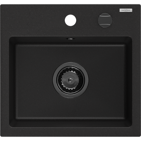 Mexen Milo гранитна мивка с 1 отделение 435 x 410 мм, черна, черен сифон