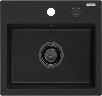 Mexen Milo гранитна мивка с 1 отделение 435 x 410 мм, черна, черен сифон