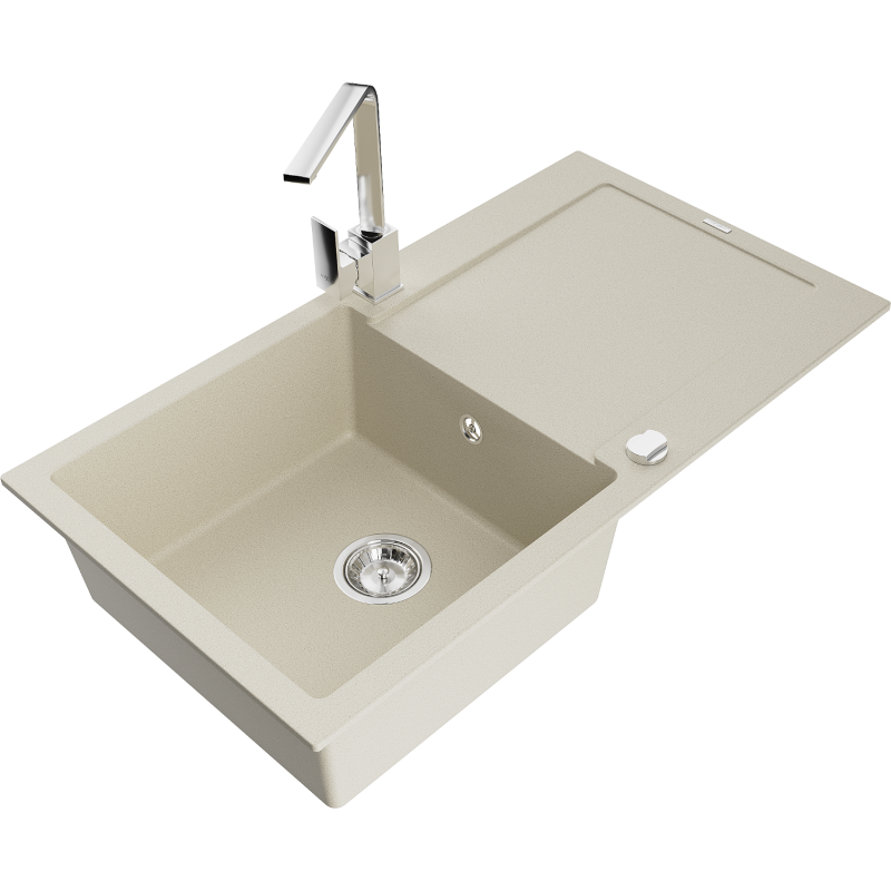 Mexen Leo гранитна кухненска мивка с 1 корито със сушилник и кухненски