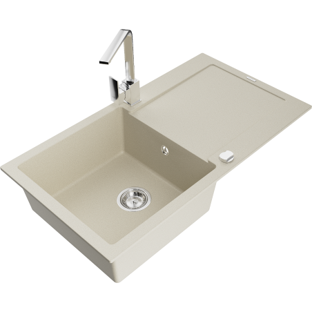 Mexen Leo гранитна кухненска мивка с 1 корито със сушилник и кухненски