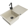 Mexen Leo гранитна мивка с 1 отделение и отцедник и кухненски смесител Rita, бежов - 6501-69-670300-70