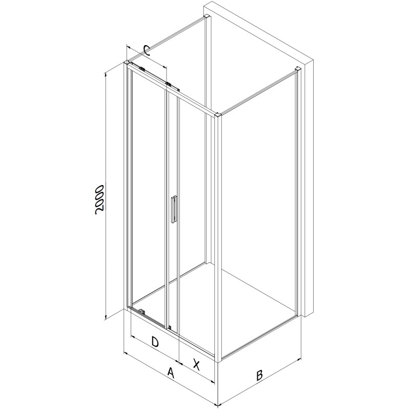 Mexen Exo-S 3S 3-стенна плъзгаща се душ кабина 110 x 100 см, прозрачна, златна