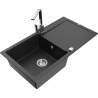 Mexen Leo гранитна мивка с 1 корито с отцедник и кухненски смесител Рита,