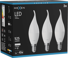 Mexen Nova 3x LED крушка пламък E14, C37, 5W, Неутрална - 4000K, 525 lm - L106-E14-0540-01x03