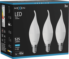 Mexen Nova 3x LED крушка свещ E14, C37, 5W, Студена - 6500K, 525 lm - L106-E14-0565-01x03