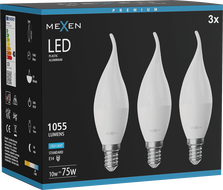 Mexen Nova 3x LED крушка пламък E14, C37, 10W, Студена - 6500K, 1055 lm - L106-E14-1065-01x03
