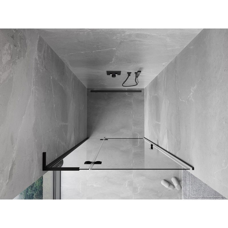 Mexen Mist-H L лява отваряща се душ врата 90 см, прозрачна, черна - 8A5L-090-000-70-00-L